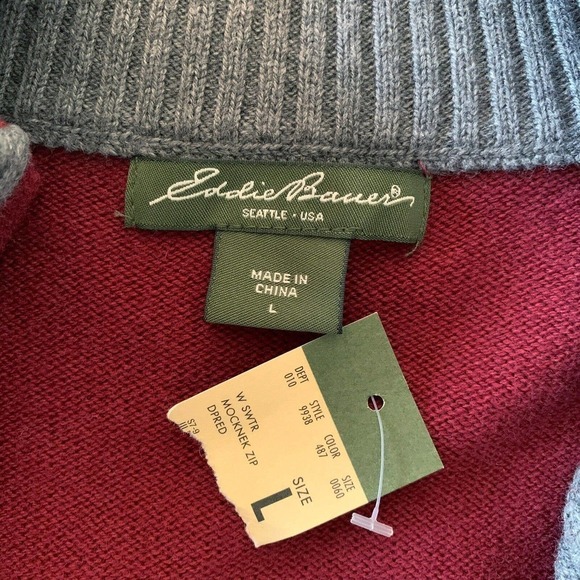 Eddie Bauer Fair Isle Zip Front Cardigan Sweater Large NEW NWOT - Picture 4 of 5